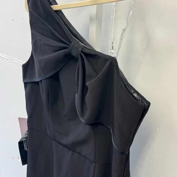 NWT JS Collections One-Shoulder Bow Gown for Cocktail Maxi Gown Sz 8 Black - Picture 4 of 12